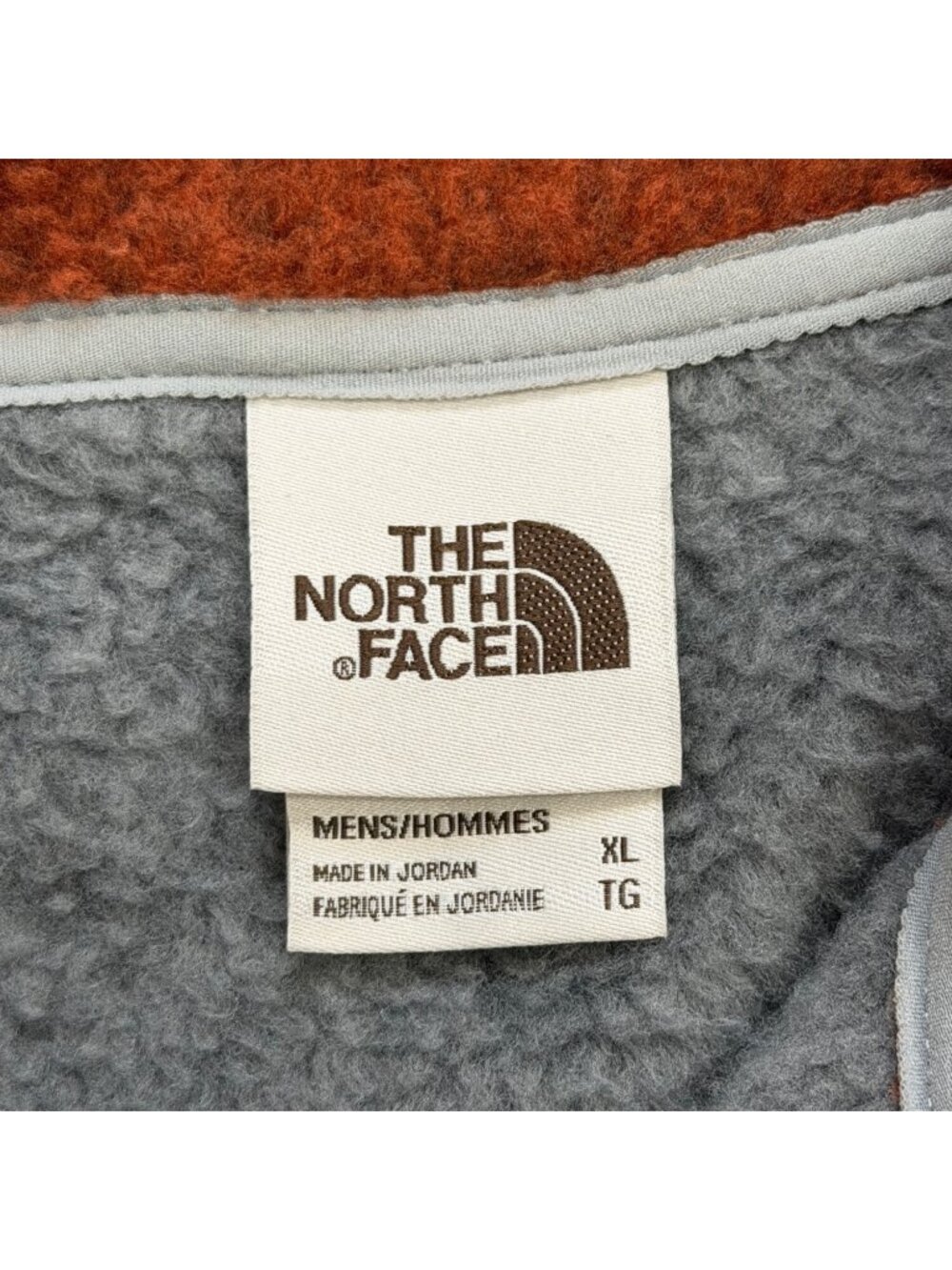 The North Face Mens XL Fleece Pullover 1/4 Zip Rust Orange & Gray Logo - Picture 3 of 7